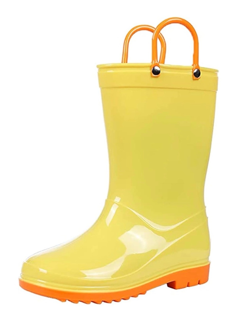 Colorxy Yellow Rain Boot with Orange Handles and Sole